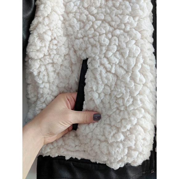 SABINE Faux Fur & Leather Cropped Moto Jacket - Picture 3 of 7